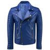 Men's original Leather Motorcycle slim fit Biker Style Leather Quilted Jacket, Leather  Jacket For Men Royal Blue