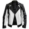 Michael Jackson Black And White Real Leather Jacket MJ Thriller Jacket Men Black And White Real Leather Biker Jacket Men Black And White Zipper Leather Jacket