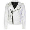 Men's Real leather White Biker JacketMan motorcycle white leather jacket