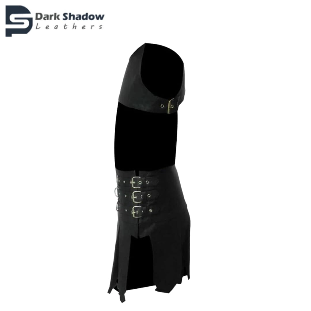MEN'S BLACK LEATHER ROMAN GLADIATOR KILT SET  K3 -BLK Darkshadow Leathers