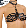 Sexy Real Leather Women’s Body Harness Bra Cage Top | Handmade Hollow Punk Lingerie | Adjustable Festival Clubwear