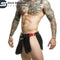 Men’s Real Leather Kilt – Black & Red | Handmade Fetish Roman Skirt | BDSM Warrior Costume | Adjustable Buckle Fetishwear