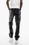 Men's real leather black pant with white strap