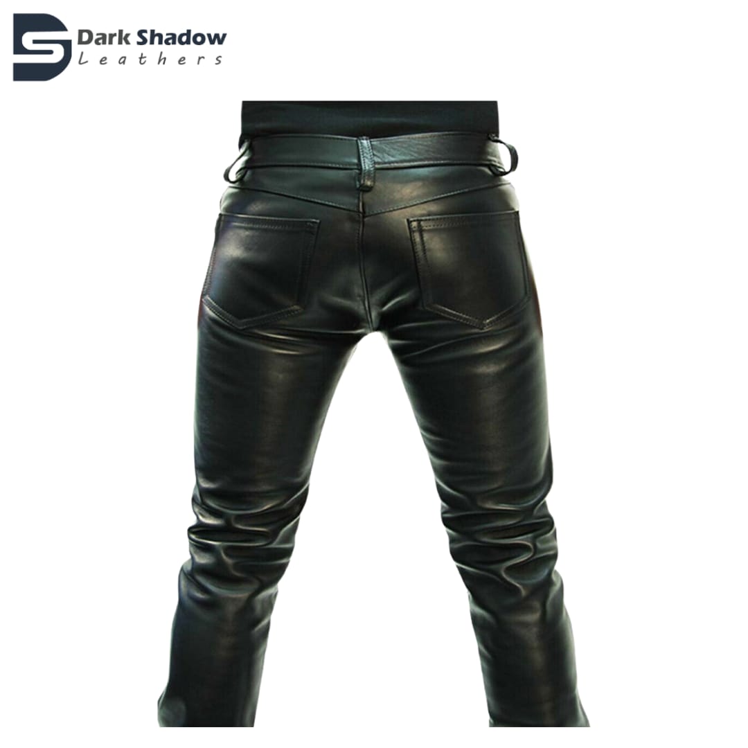 MENS REAL LEATHER BLACK SHINNY JEANS PANTS LEATHER SHEEP LEATHER MEN T ...